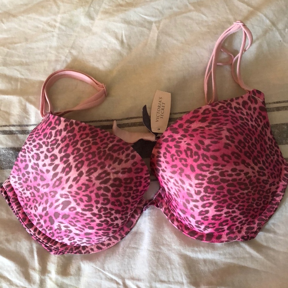 Victoria’s Secret hot pink Leopard push up bra